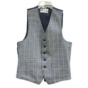 Vintage Levis Panatela Sportswear 70's Navy Blue Plaid 5 Button Vest